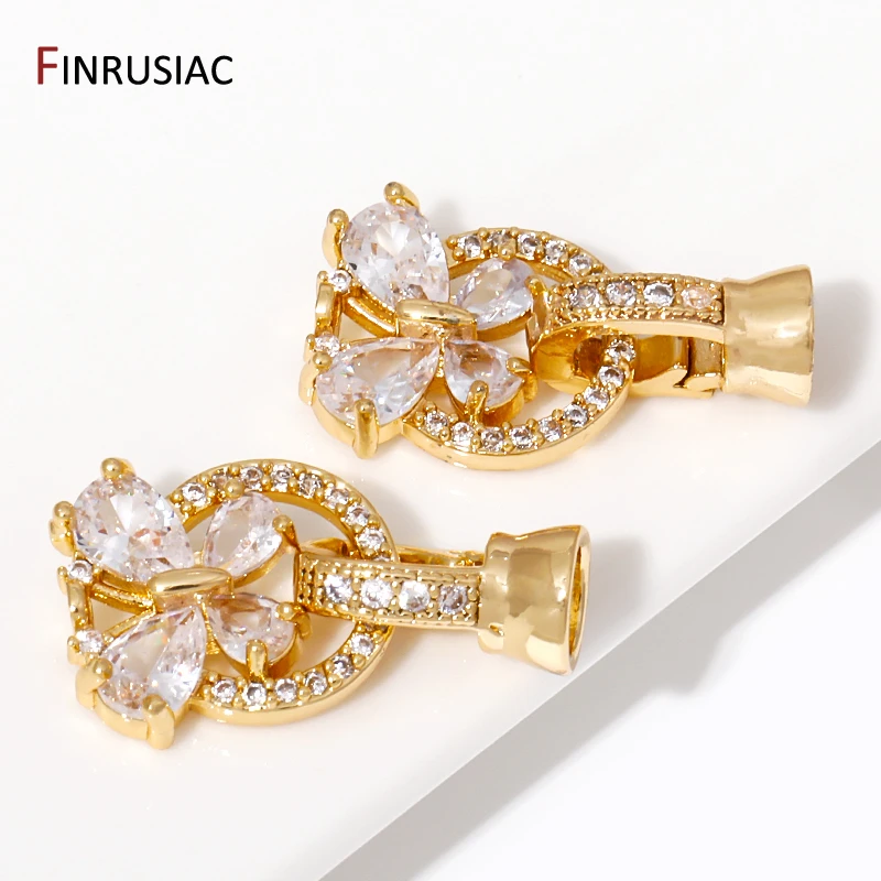 18K vergoldete Zirkon Schmetterling Blume Verschlüsse Verschluss Lock Connector Verschlüsse für DIY Handarbeiten Schmuckherstellung – Detail 28