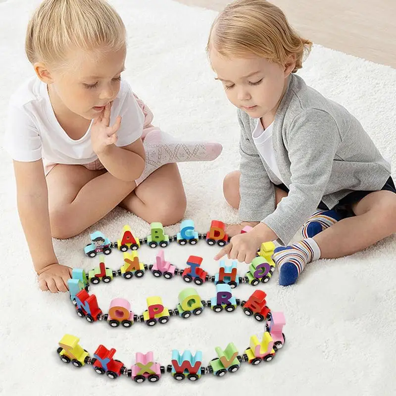 

Magnetic Toy Train Set Wooden Children Early Educational Learning Toy Montessori Preschool Alphabet Letter Numbers Train Toy