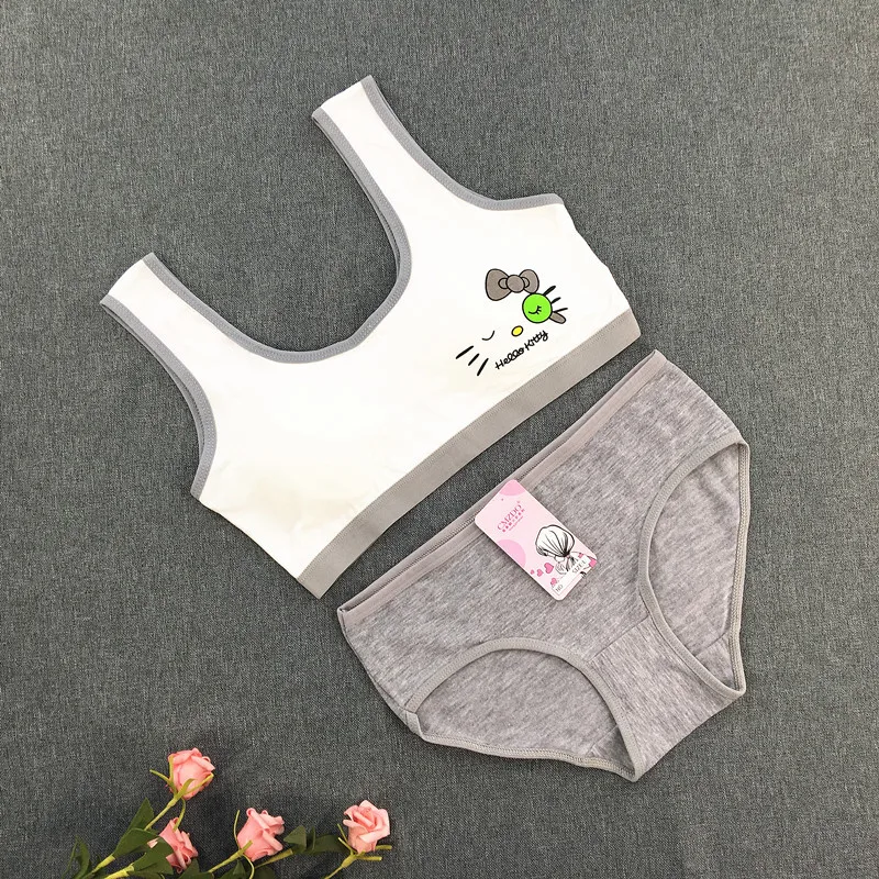 Young Girls Bra Panties Sets Underwear Training Bra Teenage Baby Lingerie Kids Sports 8-15 Years sports bra training bra