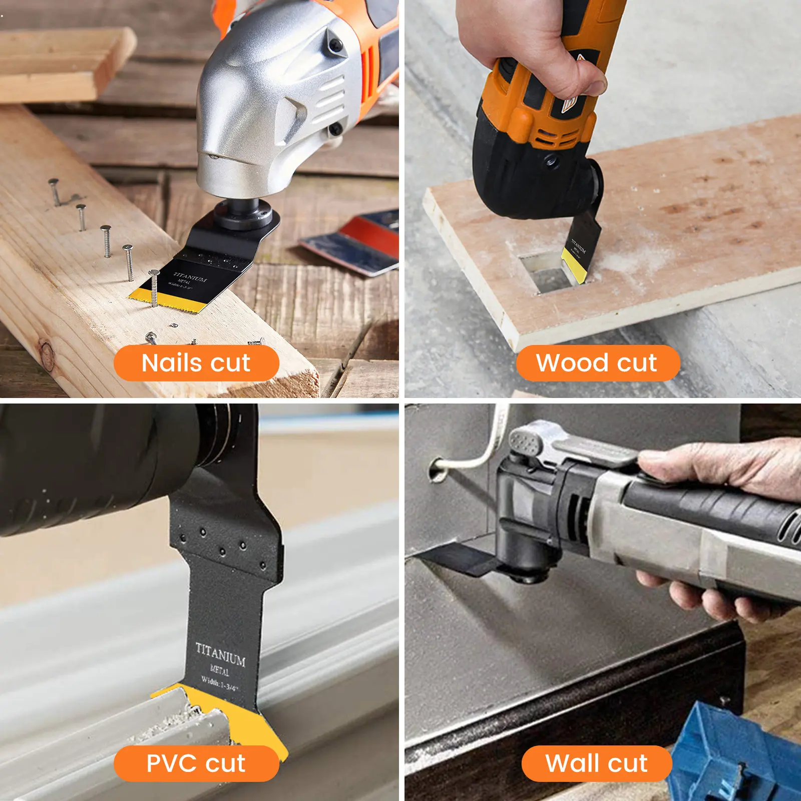Premium Titanium Oscillating Saw Blades for Wood and Metal - Multi-Size Pack