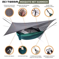 260x140cm Outdoor Double Camping Hammock with Mosquito Net and Rain Fly Tarp Lightweight Parachute Hammocks for Travel Hiking 3