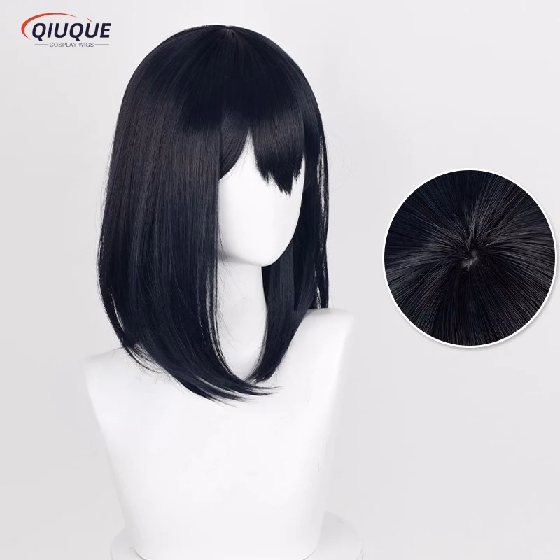 Высококачественный парик для косплея Shimizu Kiyoko, 46 см, черный, синий, термостойкий синтетический парик из искусственных волос аниме с шапочкой
