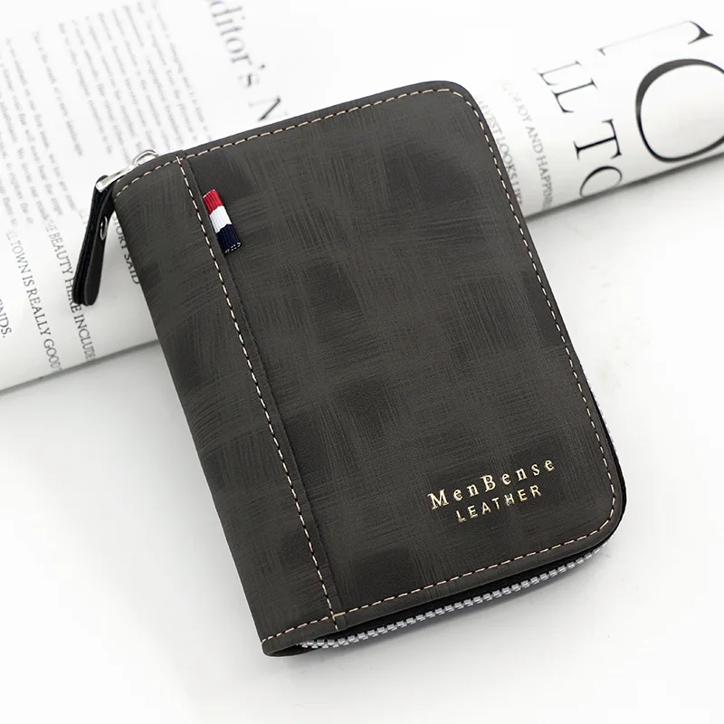 European American style men short wallet hot gold lettering vertical fence chain frosted certificate bag zero wallet men wallet