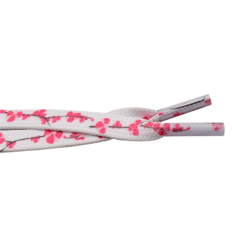 Weiou 7MM Top Shoe Accessory Women White Red Stamp Pretty Cord Floral Heat Transfer Printing Shoelaces Sneaker Zapatillas Mujer