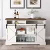 Farmhouse Coffee Bar Cabinet - Sliding Barn Door Kitchen Sideboard Buffet Storage Cabinet 4