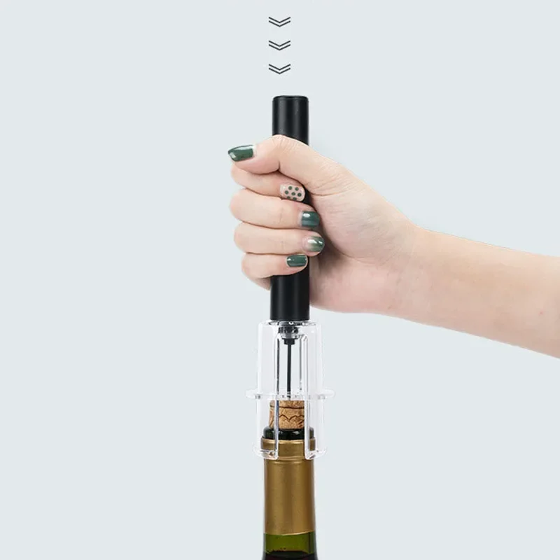 Sleek Air Pump Wine Bottle Opener - Easy Cork Removal Tool & Bar Accessory