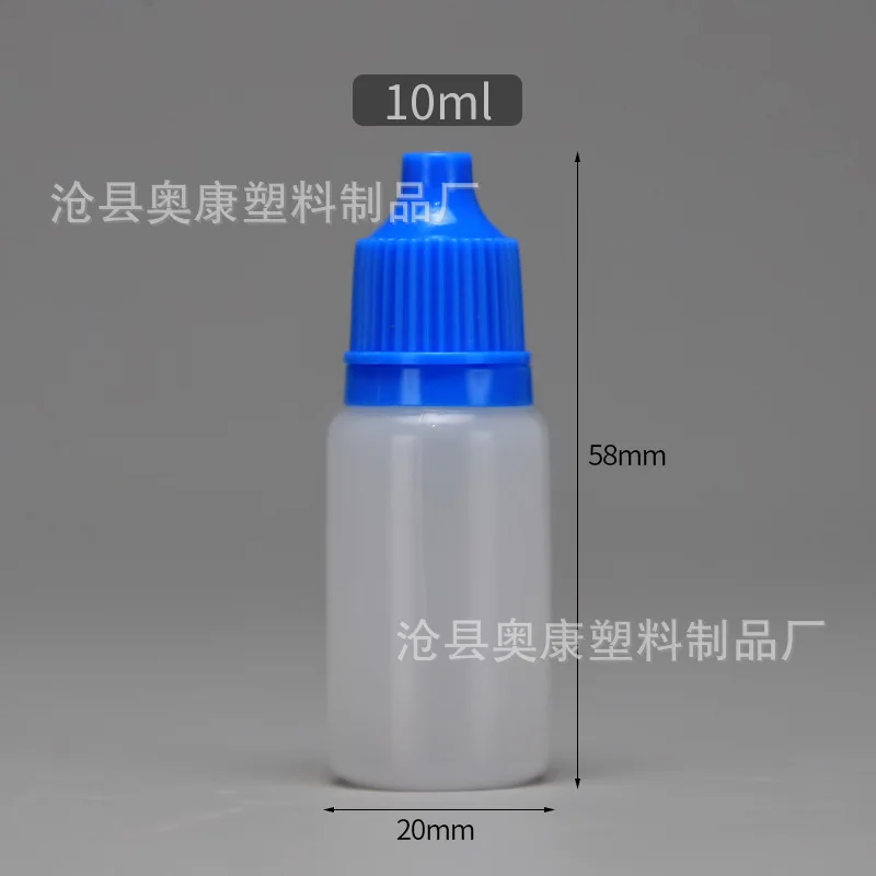 50PCS 5ML/10ML Eyes Liquid Dropper Refillable Bottles Empty Plastic Squeezable Paint DIY Containers Portable Packing Blue Lid