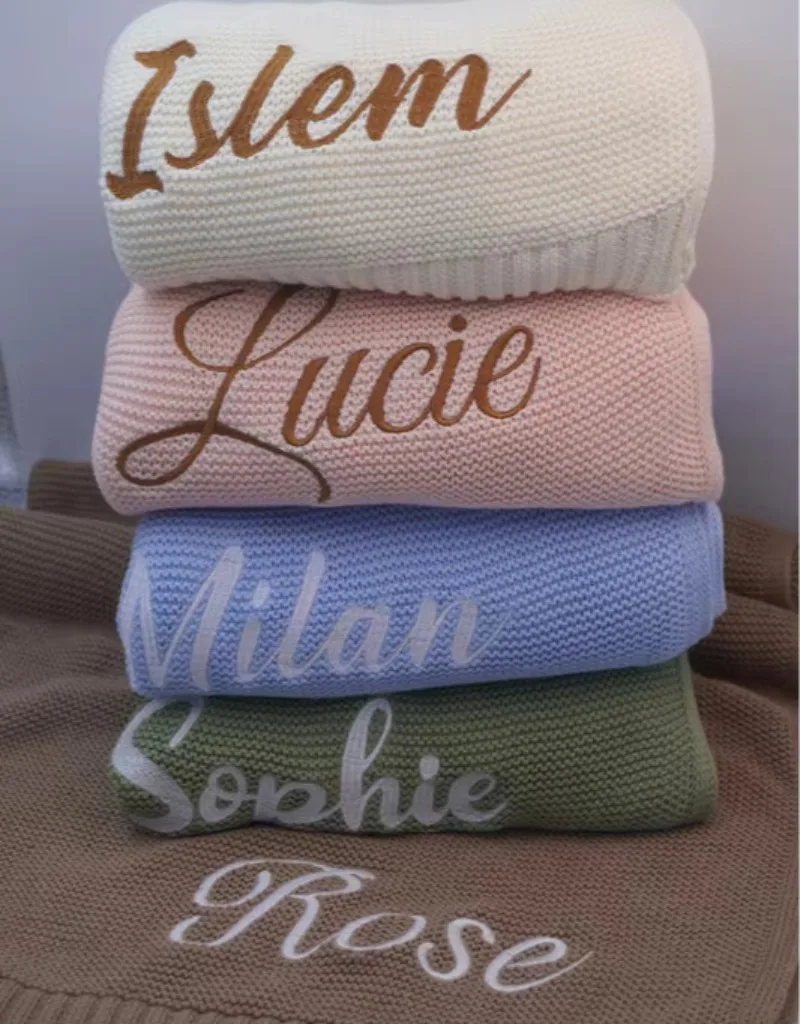 Personalized Custom Name Baby Blanket for Newborn Soft Knit Nursery Blanket Unique Gift for Baby Showers Christening Birthdays 5