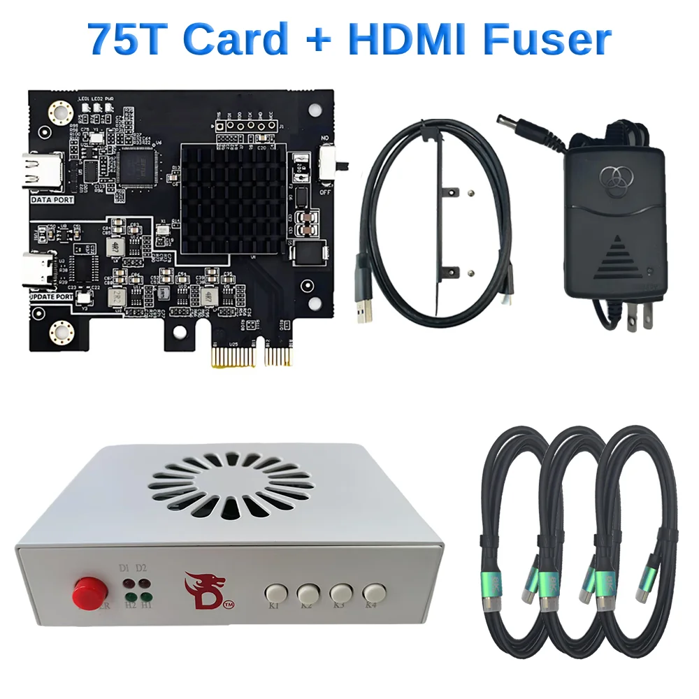 FPGA DMA Card 75T Board - HDMI Fuser 1K 240HZ, 2K 144HZ, 4K 60HZ
