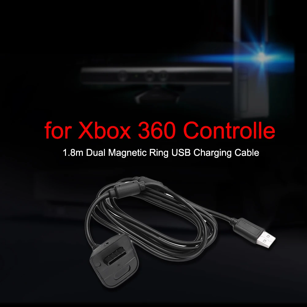 Xbox 360 게임패드용 1.8m/6피트 USB 충전 케이블 와이어 코드 교체용 충전기