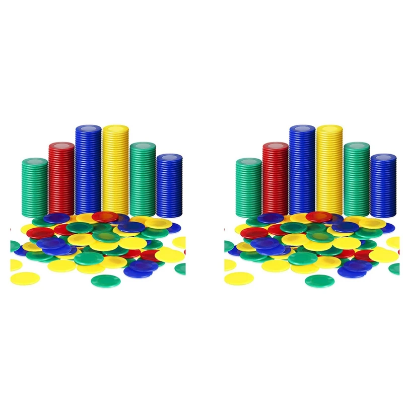

ELOS-800 Pieces Plastic Poker Chips Game Chips 4 Colors Counter Card For Game Playing Counting Bingo Game Chips Card, 4