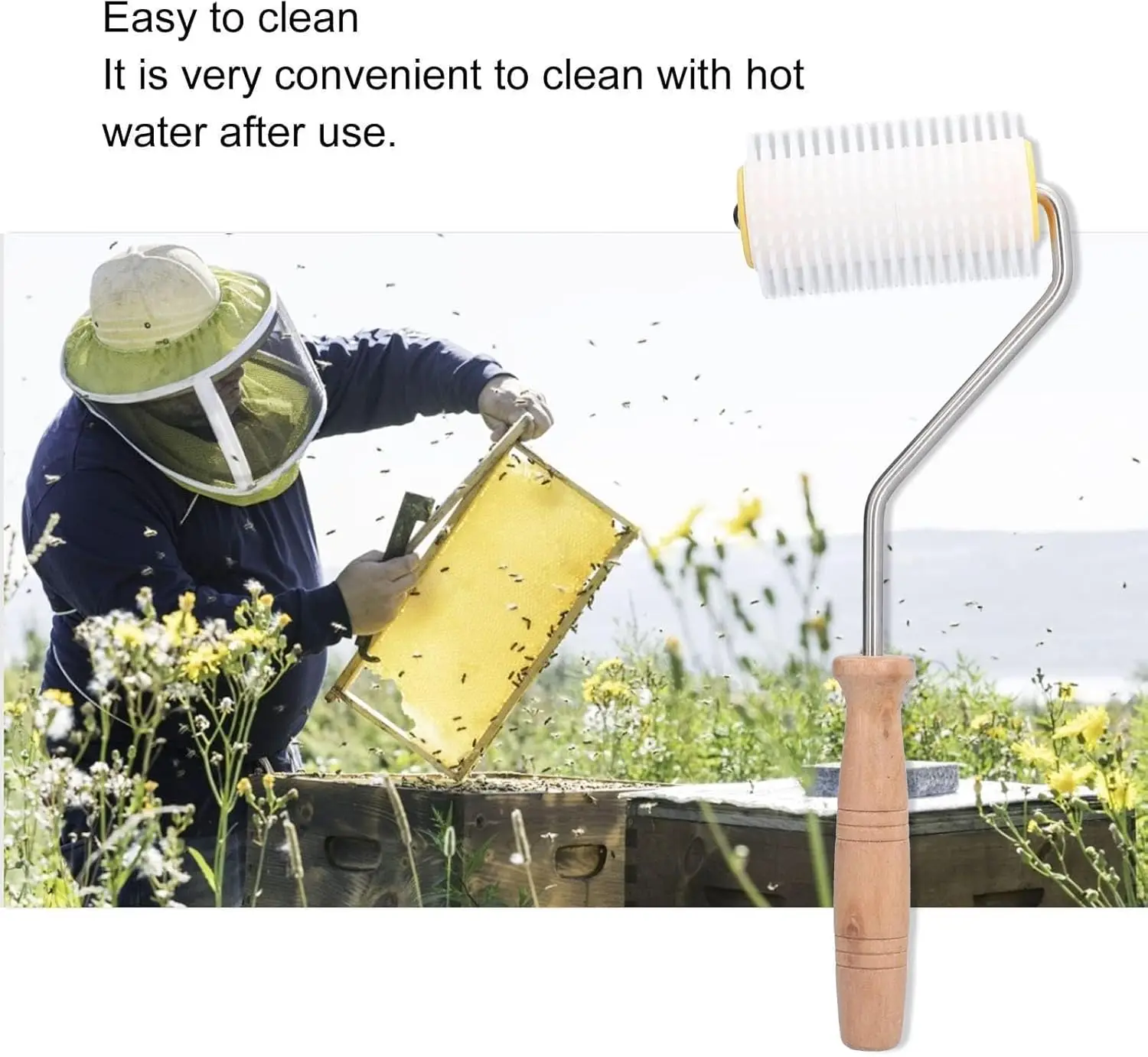 Kuuleyn Honey Extractor,Uncapping Needle Roller Beekeeping Honey Extractor Tool,Beehive Uncapping Roller Honey Equipment For Honeycomb,Honey Extracting Tool, Stainless Steel Bee Tool - View #9