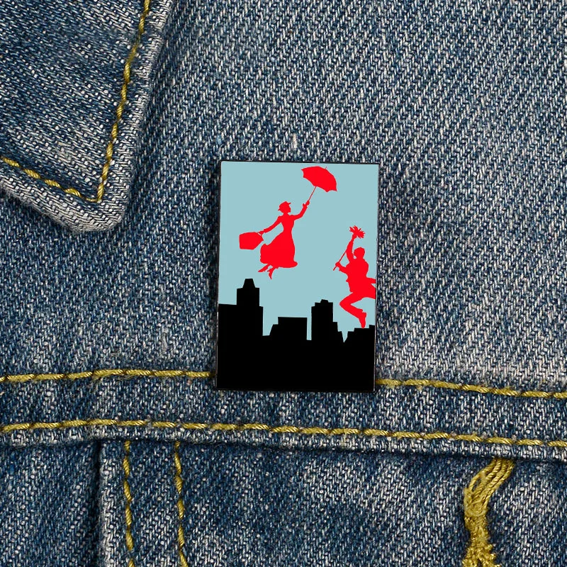 

Fashion Mary Poppins Printed Pin Custom Funny vintage Brooches Shirt Lapel teacher Bag Cute Badge Cartoon pins for Lover Girl