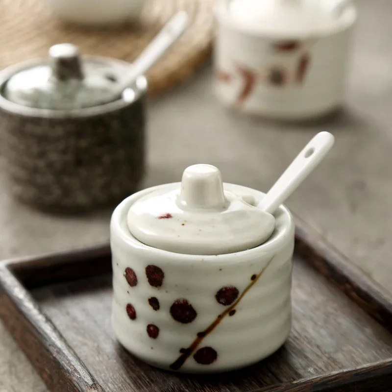 Seasoning Jar Japanese Style Ceramic Spice Box Kitchen Utensils