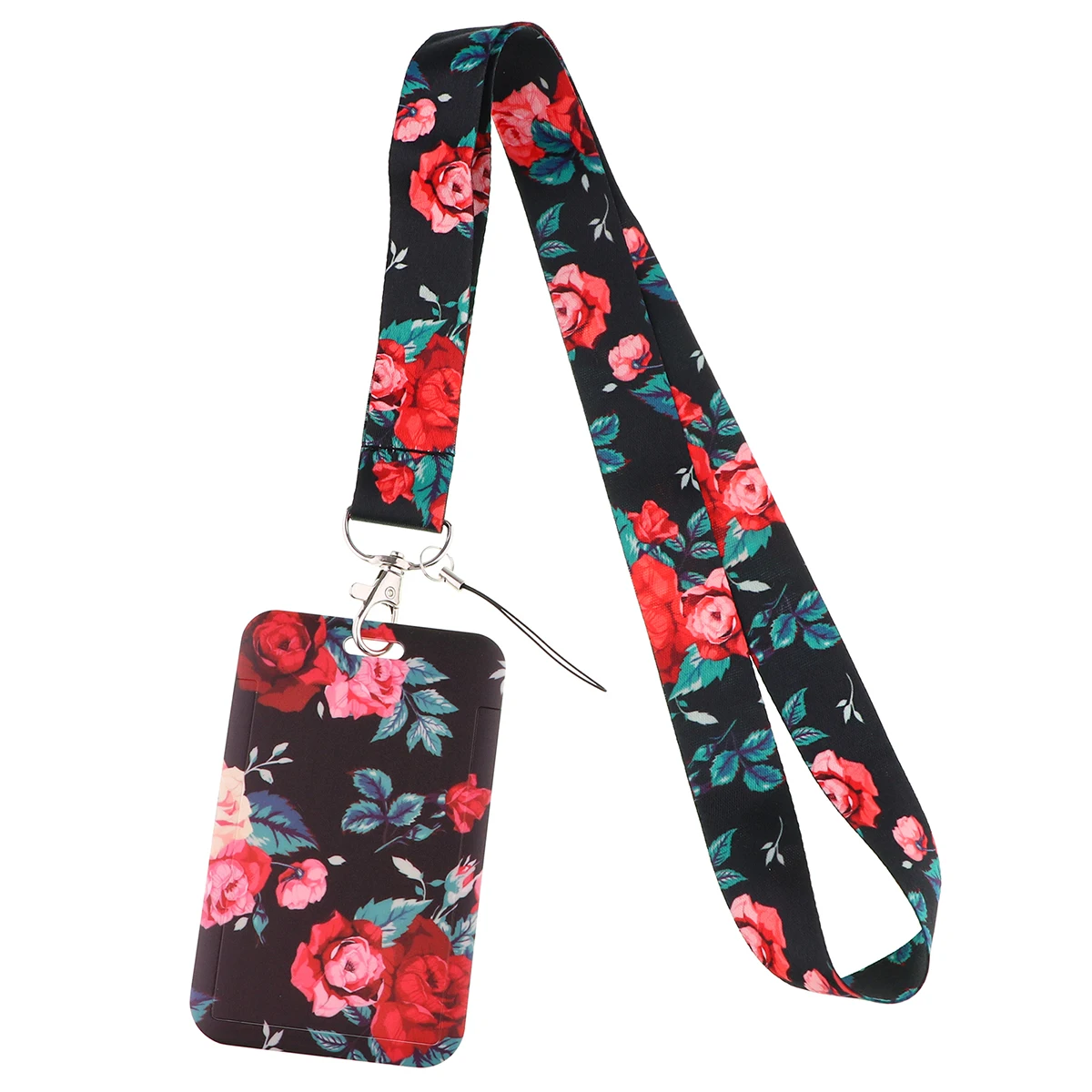 Vintage Floral Neck Strap Lanyard with Keychain Badge Holder for ID and Cards - Perfect Accessory Gift