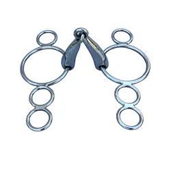 Stainless Steel Continental Gag Bit Horse Equipment 4 Ring Hollow Mouth Dutch Gag Bit 5 Inch
