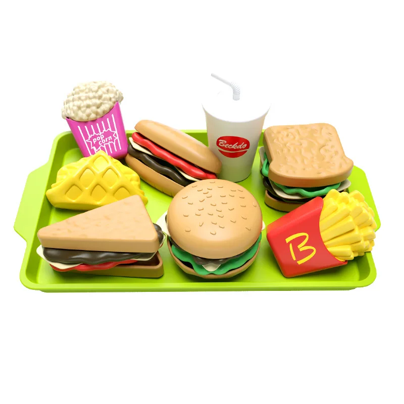 Children's Play House Game Toy Set Simulation Hamburger Fries Hot Dog Drink Sandwich Kitchen Set Food Play Educational Toys