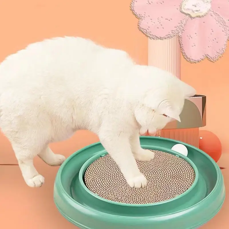 Cat Scratchers For Indoor Cats 2 In 1 Corrugated Paper Flying Disc Scratcher Mat Colorful Thick Cat Scratcher Mat Floor