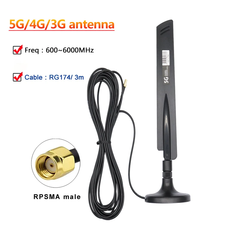1PCS AZ7795G 고이득 18dBi 5G WiFi 안테나 전방향 외부 라우터 네트워크 장비 TS9용 IoT 풀 밴드 커버리지