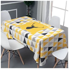

Cotton Linen Tablecloths, Waterproof Table Covers Deer Head Yellow Dining Table Coffee Table Deco