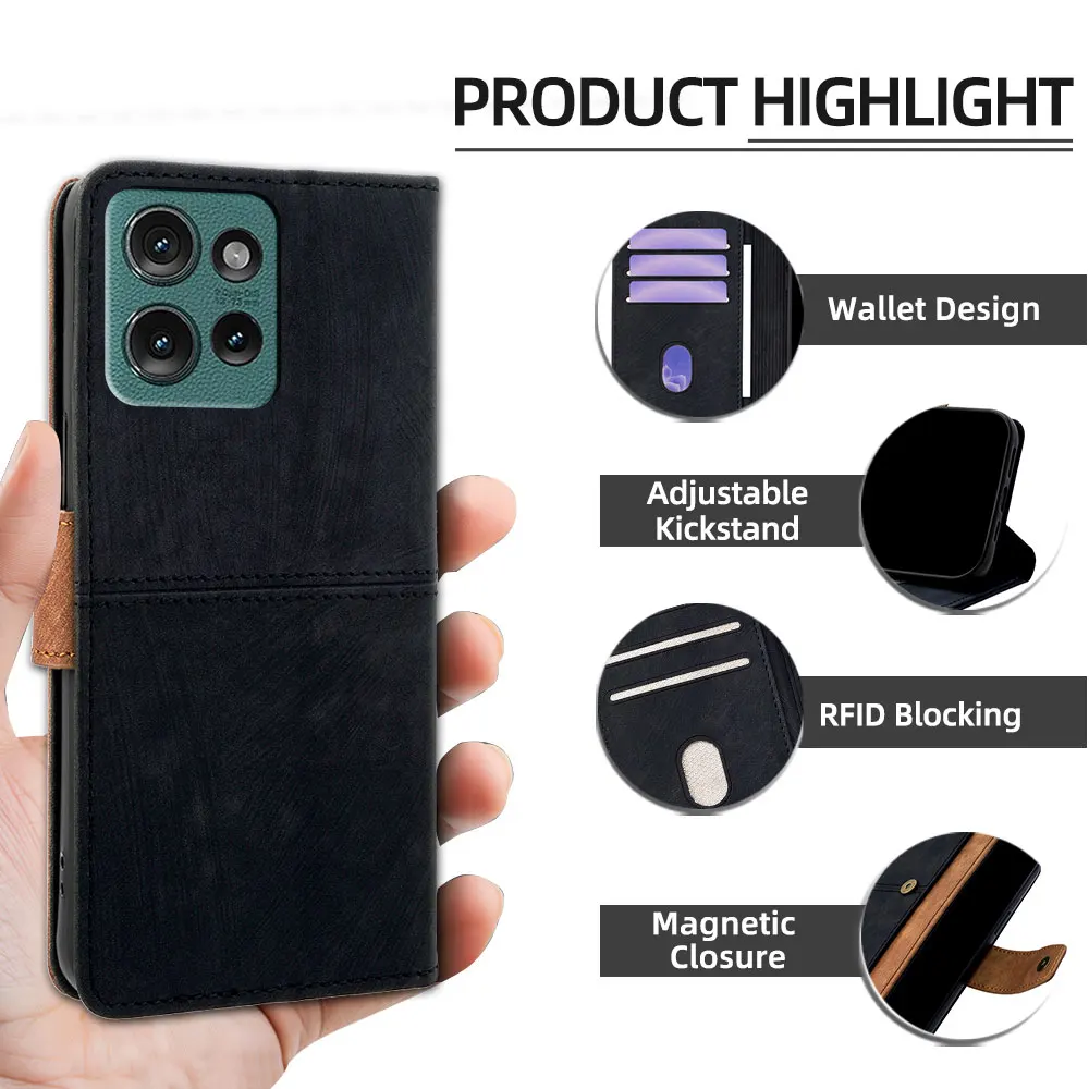 Leather Phone Case Holster for Motorola Edge 50S 50 40 Pro Ultra Moto Edge 50 Fusion 40 30 20 Neo 5G Cover Card Slots cell phone case cell phone holster
