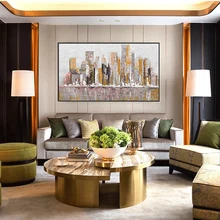  Abstract Cityscape Landscape Handmade Oil Painting Original Architecture City Wall Art Oil Painting For Living Room Home Decor 