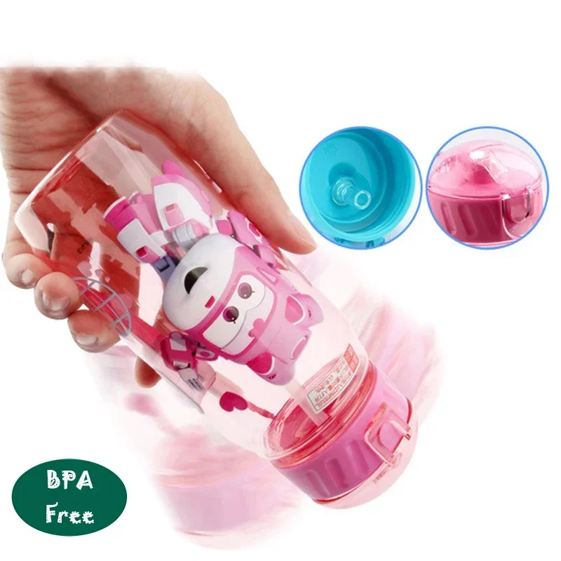 Disney Kawaii Water Bottle with Straw BPA Free Lovely Super Wings Items Drinkware Cute Water Bottles Cup