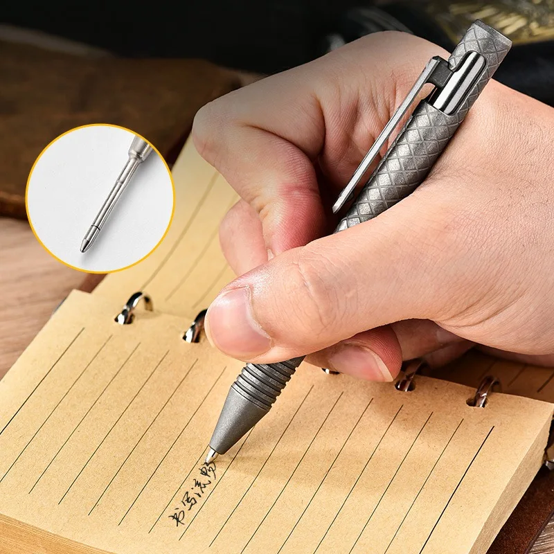 EDC 티타늄 합금 전술 펜, 다기능 크로바 창 차단기 도구, 고급 서명 쓰기 펜, 상자 포함 선물