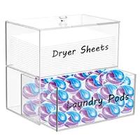 Double Layer Acrylic Storage Box with Drawer and Lid Clear Dryer Sheet Container Laundry Room Organization Decor Container 1
