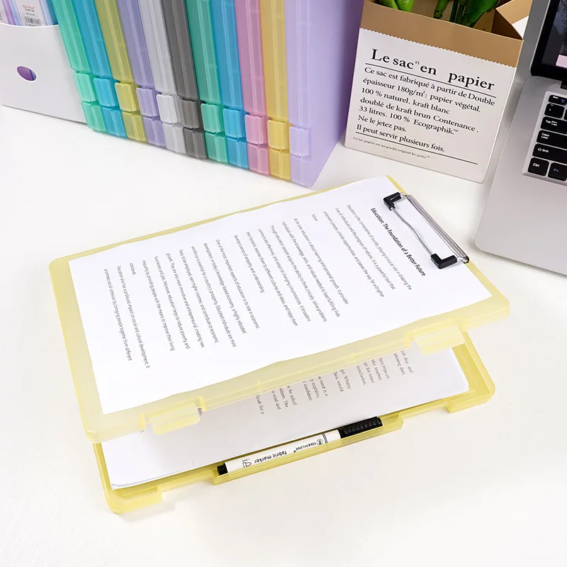 Multi-functional File Folder with Clipboard and Stationery Box Portable File Box for Student Teacher School