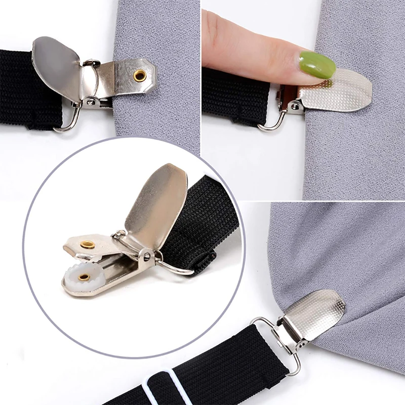 4Pcs/lot Bed Sheet Fasteners Holder Gadgets for Home Elastic Straps Adjustable Clips For Bed Sheet Organizer Mattress Cover Clip