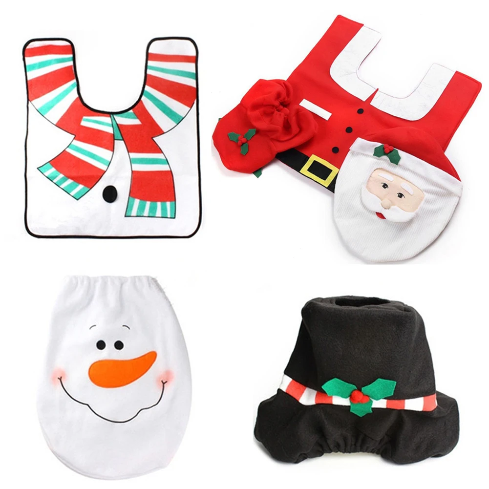Santa Claus Christmas Toilet Seat Cover Set 5