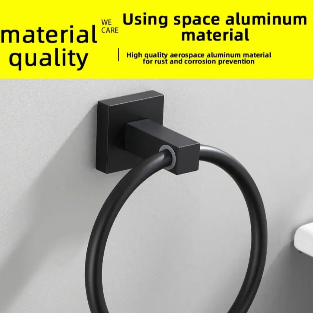 Description Picture 4 of itemLight Stainless Steel Hand Towel Ring Square Base Easy Installation Towel Racks Wall Mounted Towel Holder Home