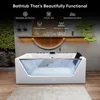60 Inch Acrylic Freestanding Whirlpool Hot Tub Modern Soaking Bathtub with Central Drainage and Color Therapy  Bathroom Fixture 3