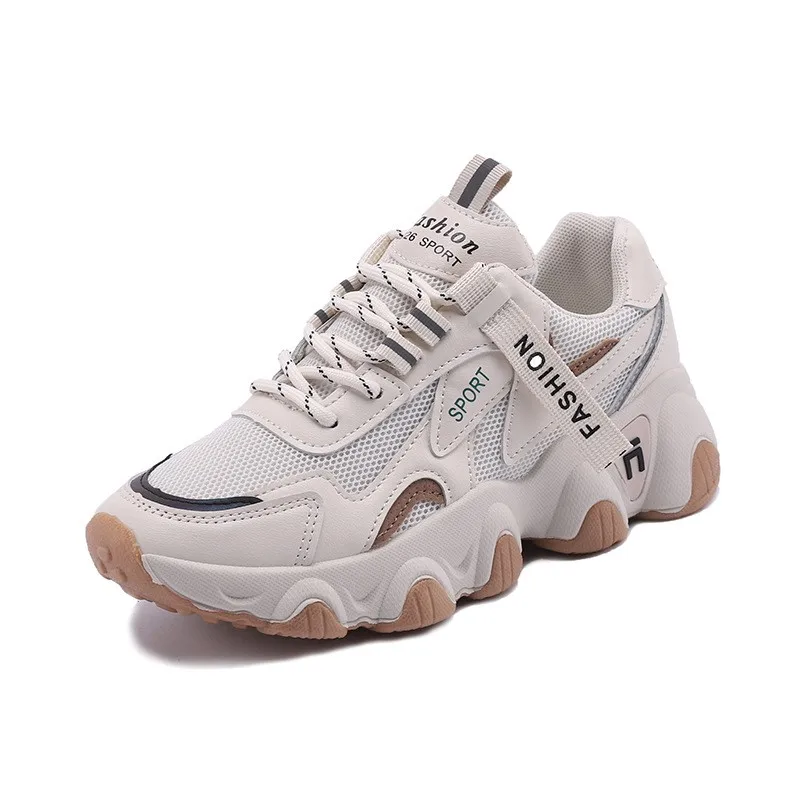 Zapatillas Mujer Sneakers Mesh Platform Sneakers Leather Shoes Breathable Casual Sports Shoes Women Flats 1629