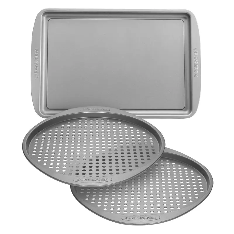

Nonstick Pizza Crisper and Baking Sheet Pan Set, 3-Piece, Gray