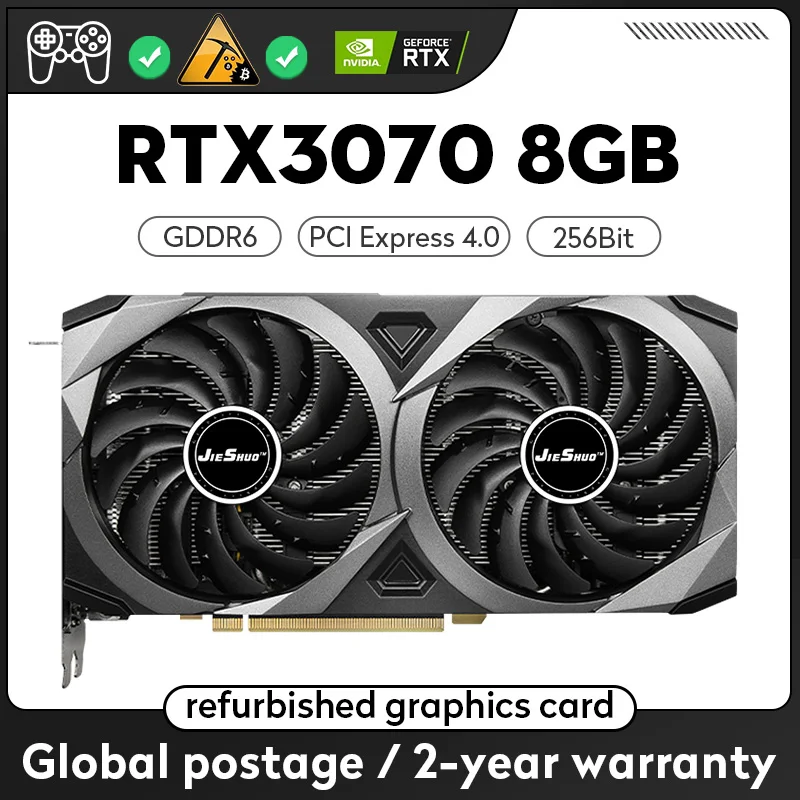 

Видеокарта JIESHUO RTX3070, 8 + 8 пин, GDDR6, 4,0 бит, HDMI * 1, DP * 3, PCI Express, 3070x16 GPU, RTX, 8 ГБ, игровая видеокарта
