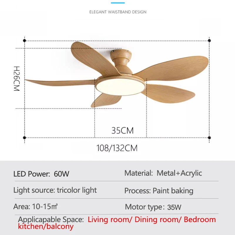 52inch Modern LED 60W Low Floor DC Motor 35W ceiling fan With Remote Control Light 220V