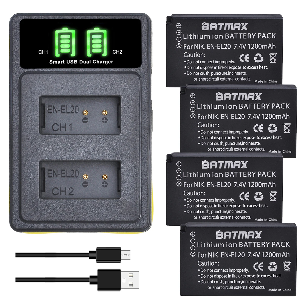 Nikon coolpix p1000 p950,Batmax-EN-EL20バッテリーとLED