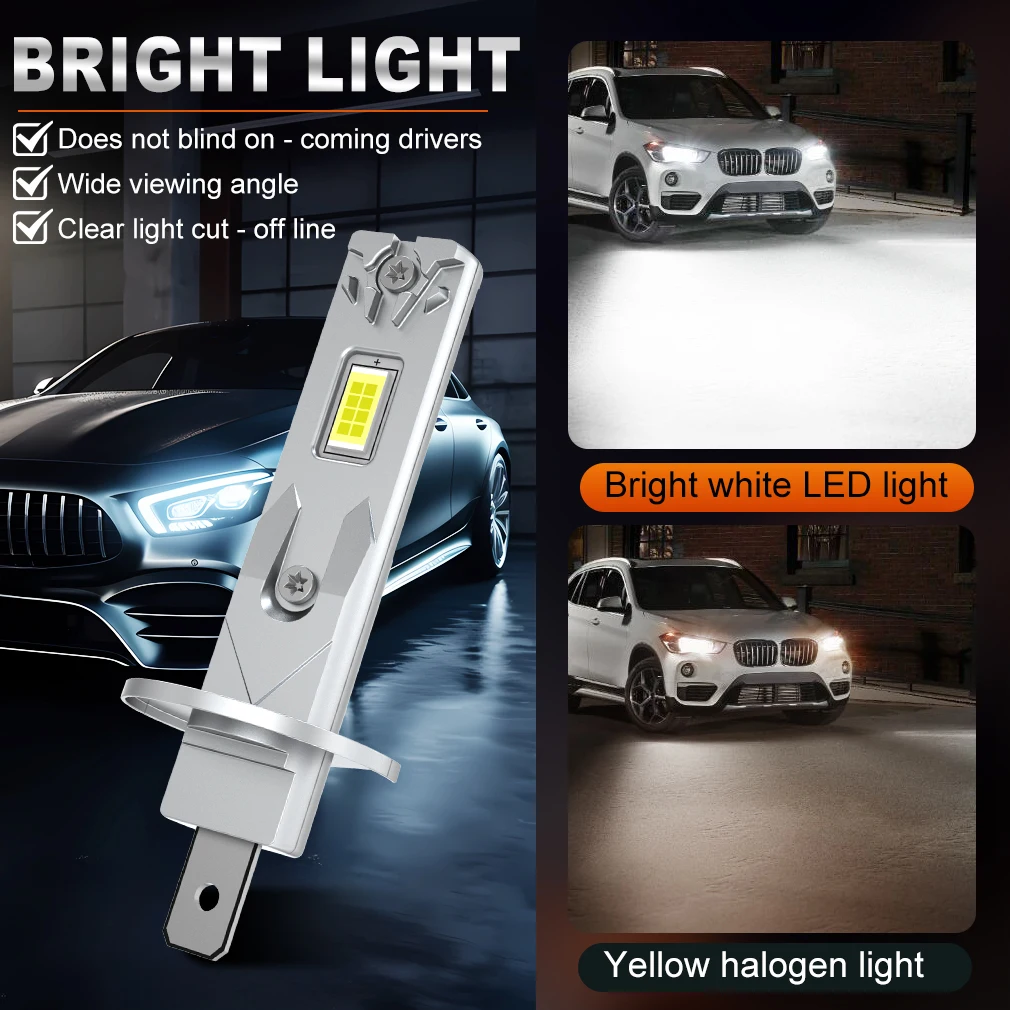 XSTORM H1 LED 라이트 70W 15000LM H3 LED 헤드라이트 캔버스 자동차 안개등 3570 CSP 칩 터보 헤드라이트 12V 6000K 플러그 앤 플레이