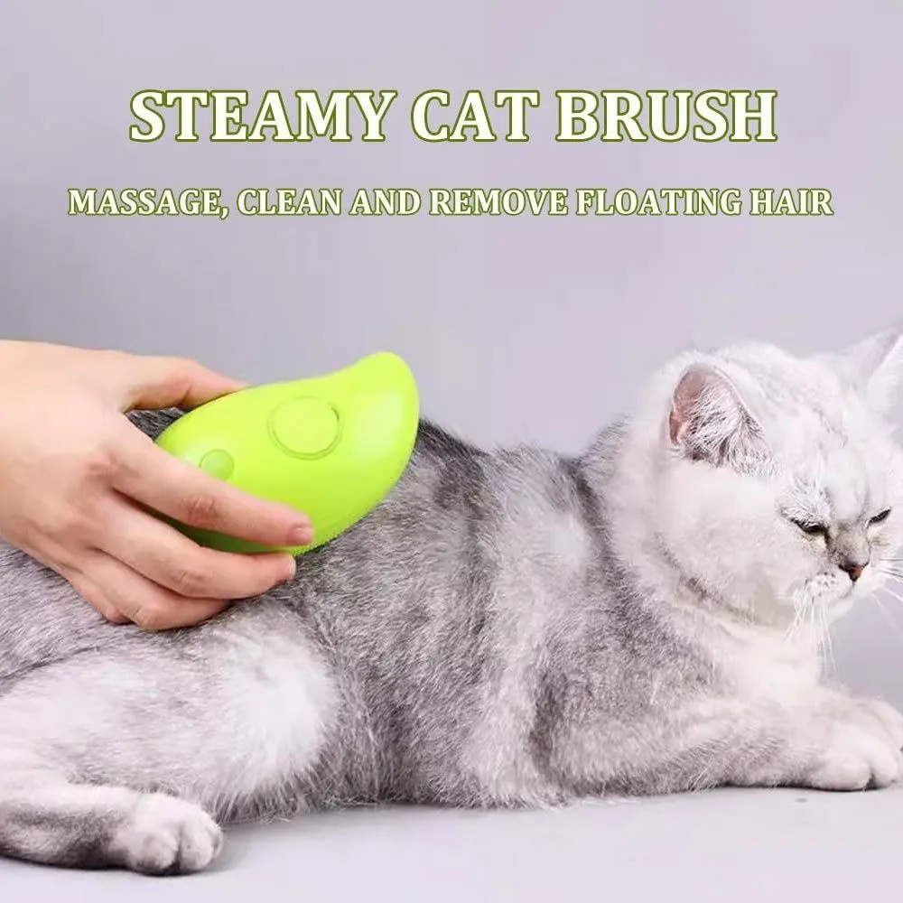 Steamy Dog Brush Electric Spray Cat Hair Brush 3 in1 Dog Steamer for Massage Pet Grooming Removing Tangled and Loose Hair
