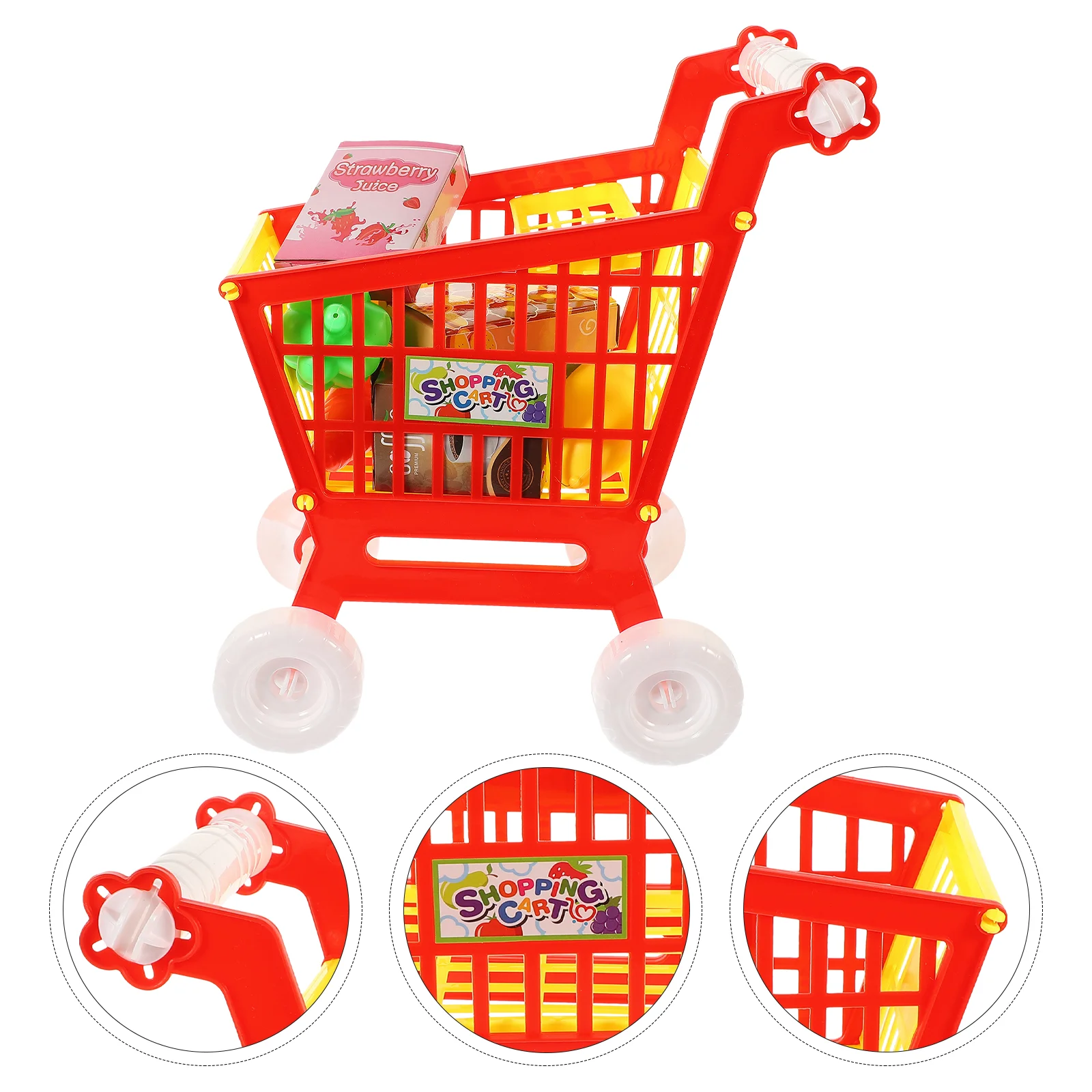 

Детская тележка для покупок тележка игровой набор портативная тележка с продуктами для раннего развития игрушки для ролевых игр красная