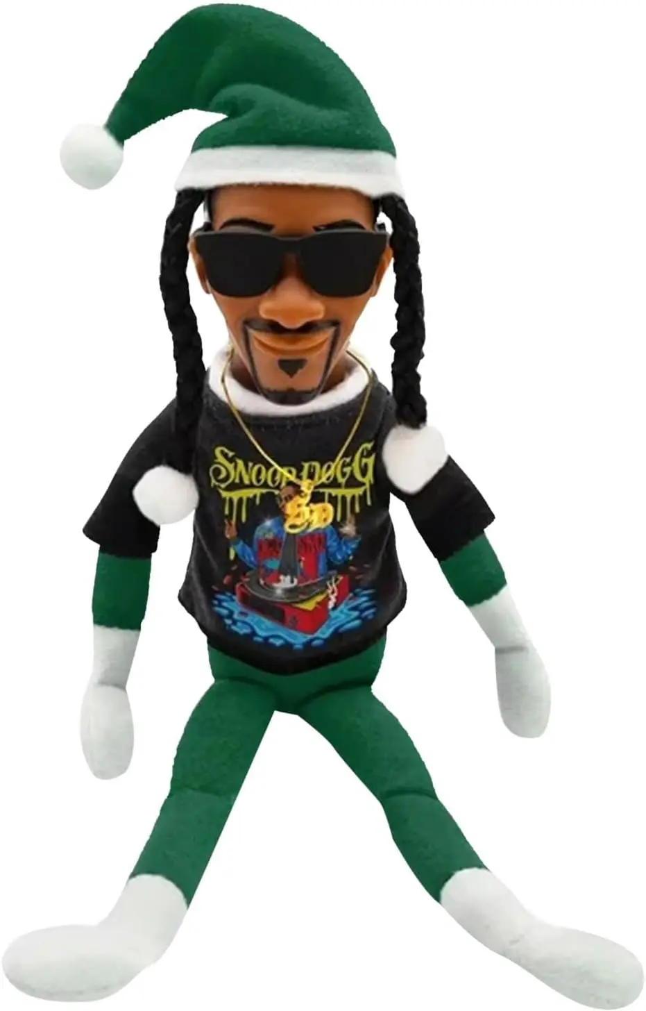 Snoop Stoop Plush, Snoop Shelf,Elf Doll,12" Figurine Elf, Plush,Elf Toy, Tshirt, Sunglasses, Gold Chain, Bonus Big Gift Box