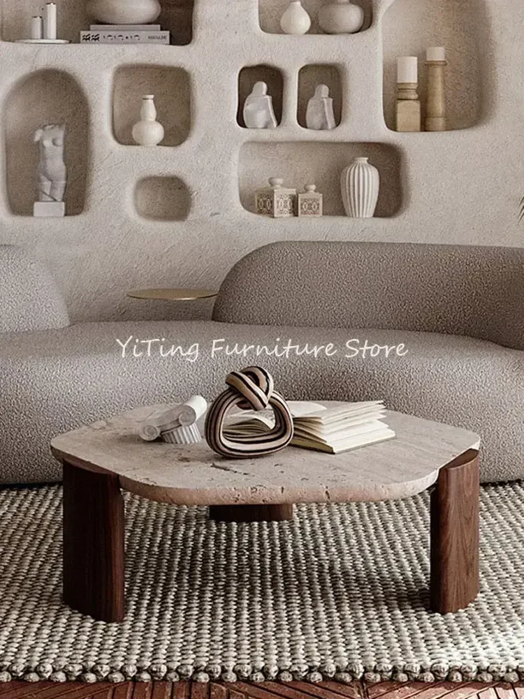Japanese Stone Tabletop Coffee Table Household Living Room Simple Modern Tea Low Table Irregular Shape Couchtisch Home Furniture