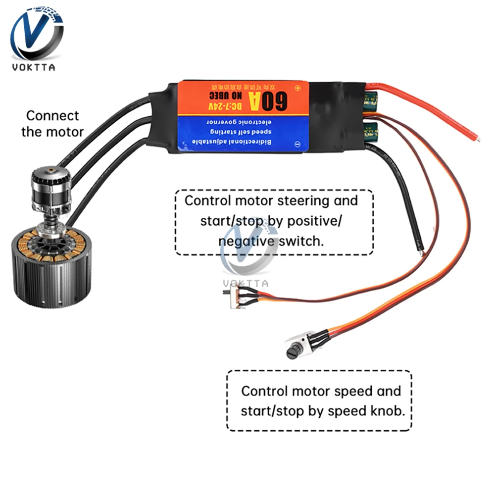 7-25.2V 60A Brushless Motor Speed Controller Electric Adjustable Speed Switch Motor Controller Regulator High Power Driver