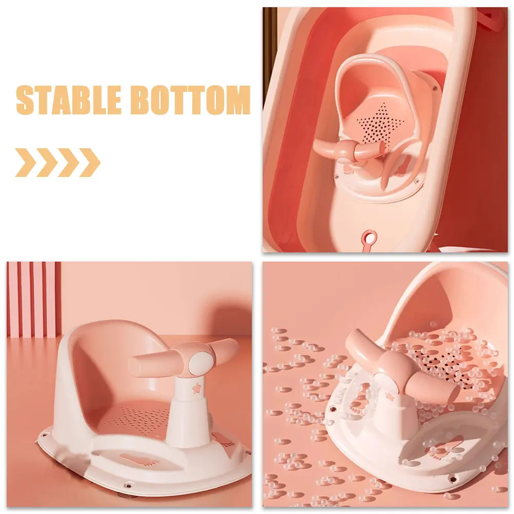 ‌Ergonomic Baby Bath Seat for 6-12 Months - Anti-Slip Toddler Shower Chair, Safe Newborn Bathing Support with Suction Cups