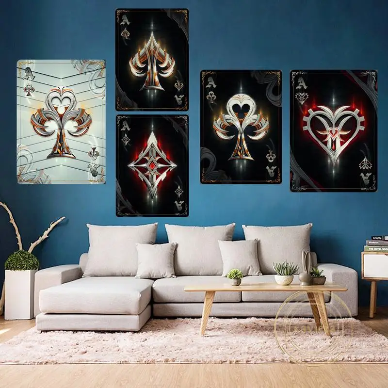 

Luxury Playing Cards Poster Spades Heart Love Card Gothic Abstract Canvas Painting Nordic Wall Art Picture for Living Room Decor
