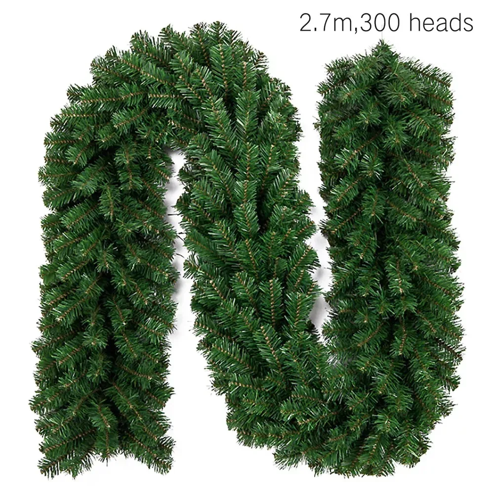 2.7M Artificial Rattan Wreath Decor Pine Tree Christmas Decoration For Kids Home Navidad Xmas Pine Tree Rattan Hanging Ornament