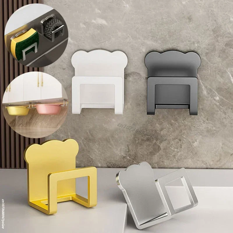 Kitchen Storage Rack Stainless Steel Sink Sponges Holder Self Adhesive Drain Drying Rack Wall Hooks Accessories