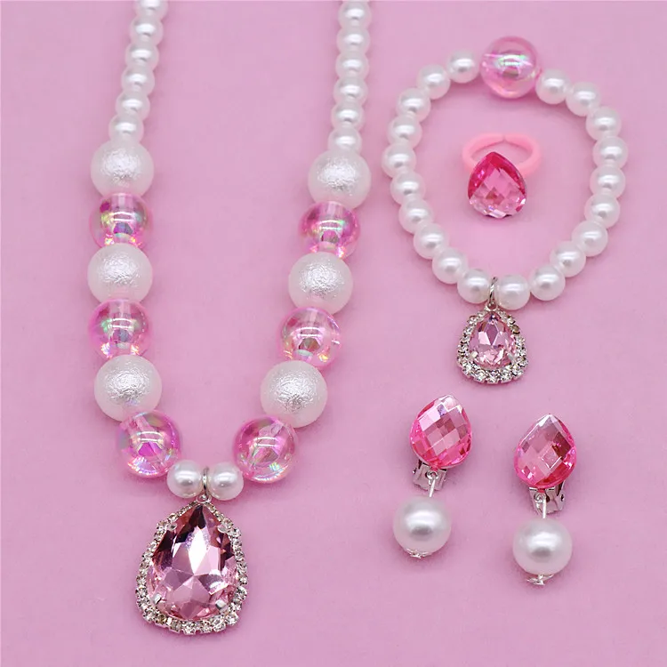 New Girls Play House Toys Fashion Beautiful Jewelry Necklace Earrings Bracelet Set Girls Princess Dress Up Set Birthday Gifts